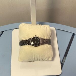 Epoch Quartz Watch Stainless Steel Bracelet Black Dial Classic Style